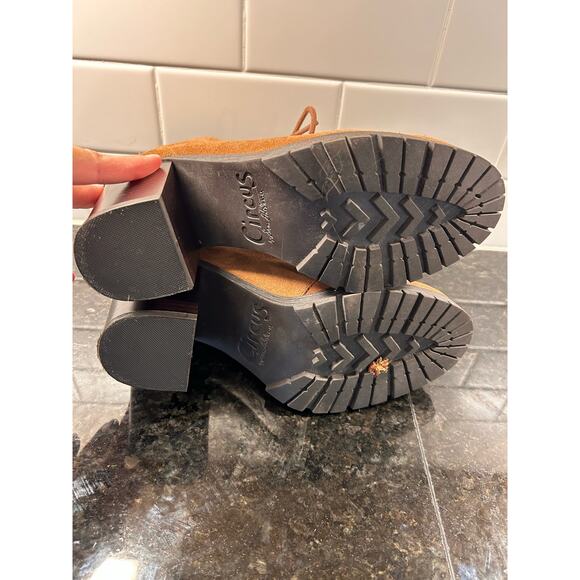 Circus by Sam Edelman Denver Saddle Suede Ankle Boots‎ Block Heel Brown Size 8.5 - Picture 8 of 11